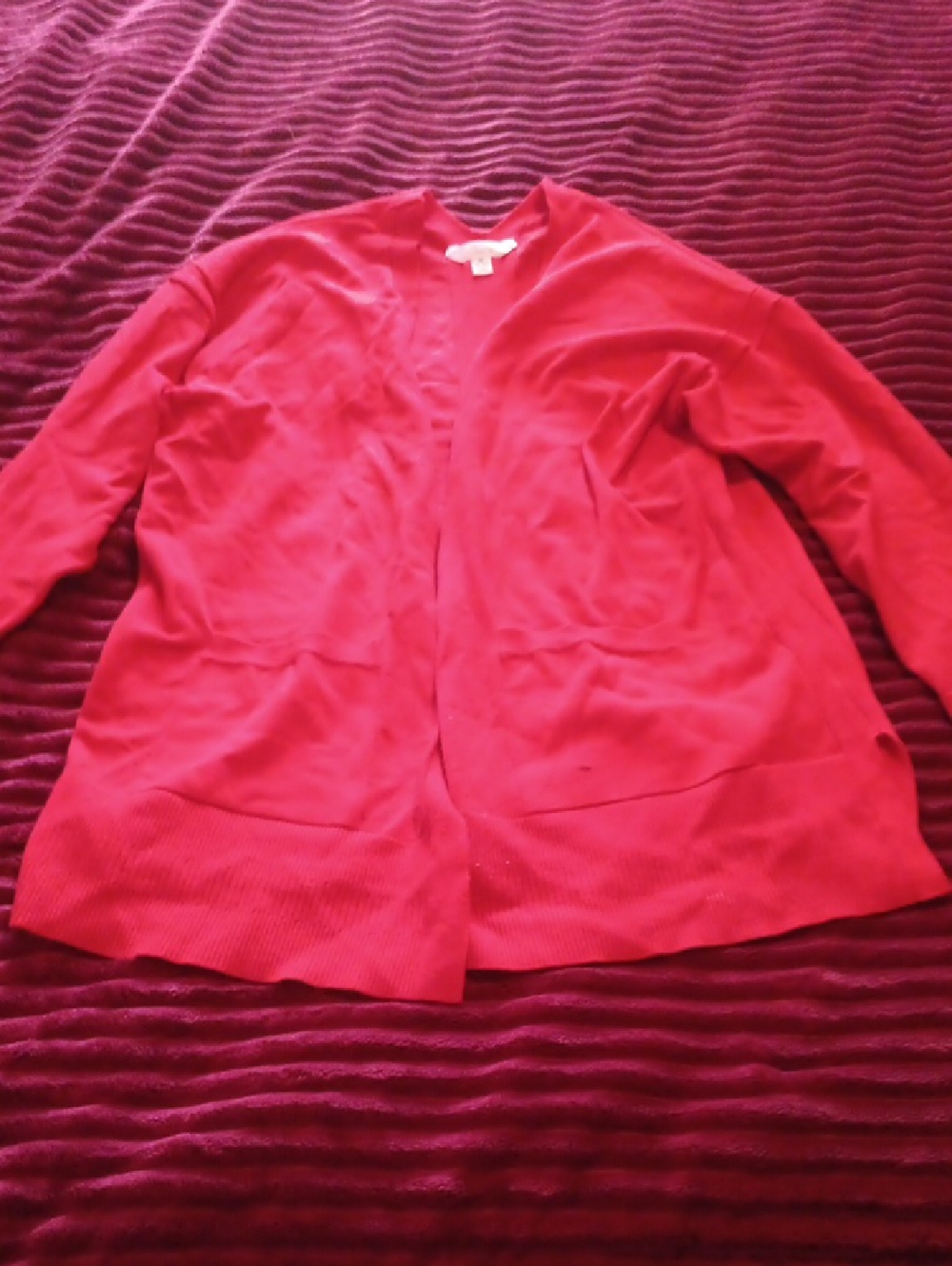 Red Open Front Cardigan Sweater